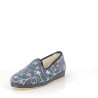 Chausson bleu a fleurs rose